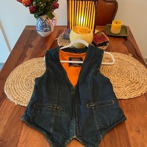 Denim utility vest